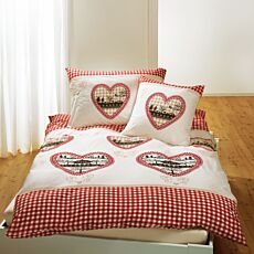Bettwäsche mit Herzen rot-weiss kariert