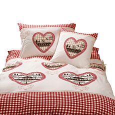 Bettwäsche mit Herzen rot-weiss kariert