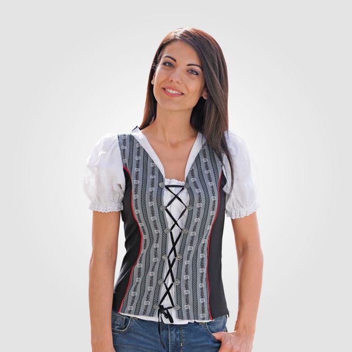 Image of Edelweiss Shirt mit Schnürung schwarz bei Lehner Versand Schweiz