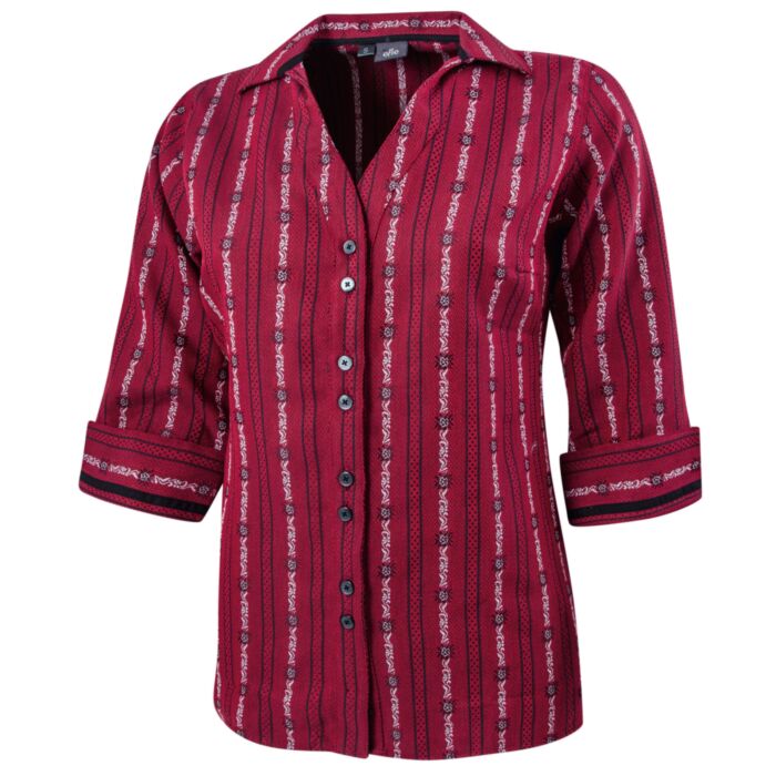 3/4-Arm Damen Edelweissbluse mit Kragen rot
