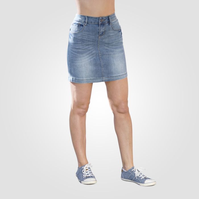 Image of Artime Jeans-Jupe Stretch im 5-Pocket-Style, blue bleached, 44 bei Lehner Versand Schweiz