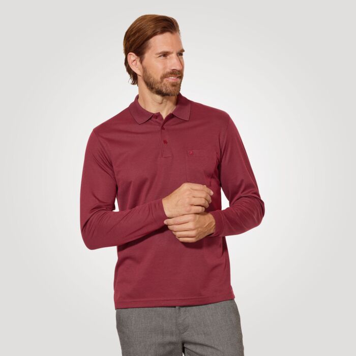 Polo Ragman uni à manches longues pour hommes