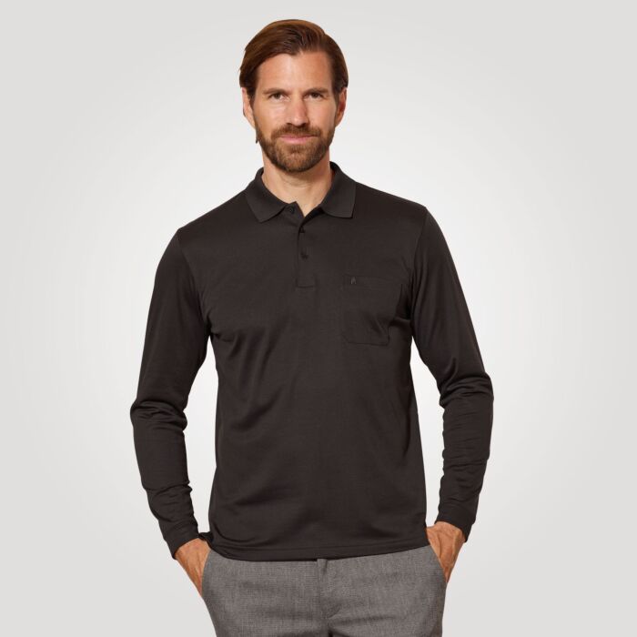 Polo Ragman uni à manches longues pour hommes