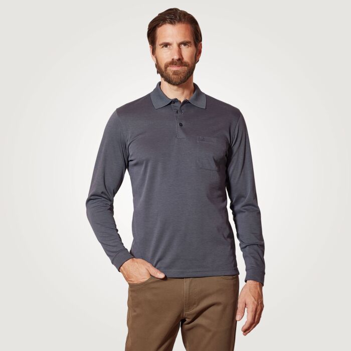 Polo Ragman uni à manches longues pour hommes