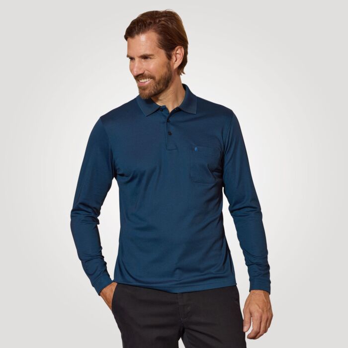Polo Ragman uni à manches longues pour hommes