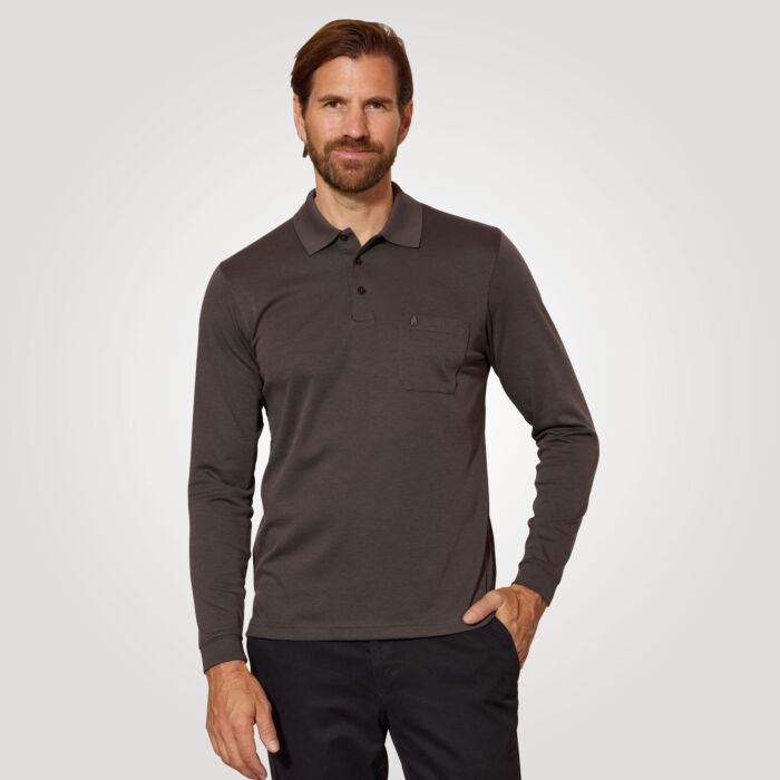 Polo Ragman uni à manches longues pour hommes
