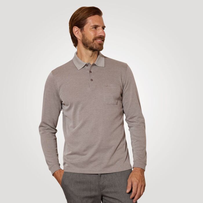 Polo Ragman uni à manches longues pour hommes