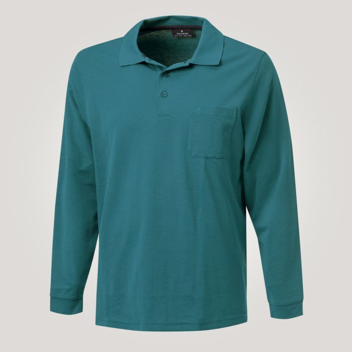 Image of Ragman Herren-Poloshirt langarm uni, smaragd bei Lehner Versand Schweiz