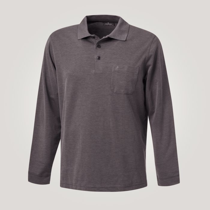 Image of Ragman Herren Poloshirt Fineliner Langarm, trüffel bei Lehner Versand Schweiz