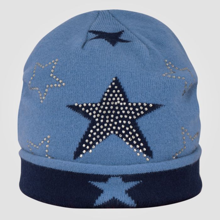 Image of Beanie Damen mit Sternen, jeansblau bei Lehner Versand Schweiz