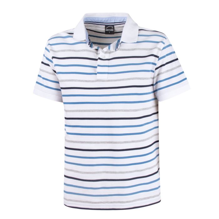 Image of Artime Gestreiftes Polo-Piqué-Shirt, weiss, XXL bei Lehner Versand Schweiz