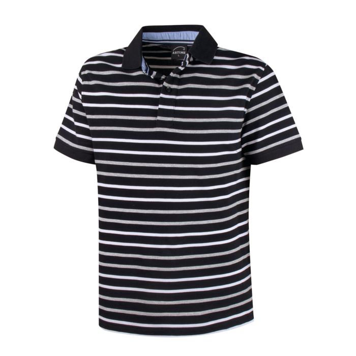 Image of Artime Gestreiftes Polo-Piqué-Shirt, schwarz bei Lehner Versand Schweiz