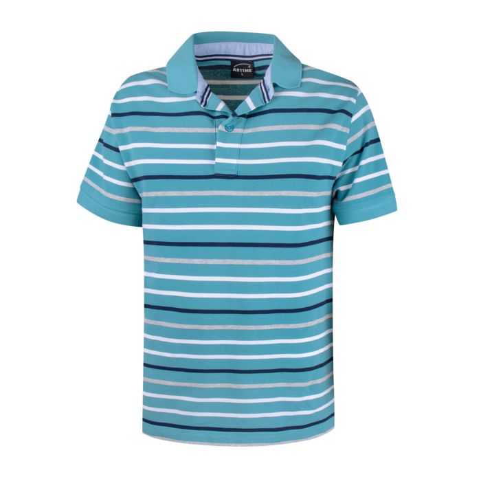 Image of Artime Gestreiftes Polo-Piqué-Shirt, petrol bei Lehner Versand Schweiz