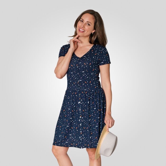 Jersey-Kleid durchgeknöpft