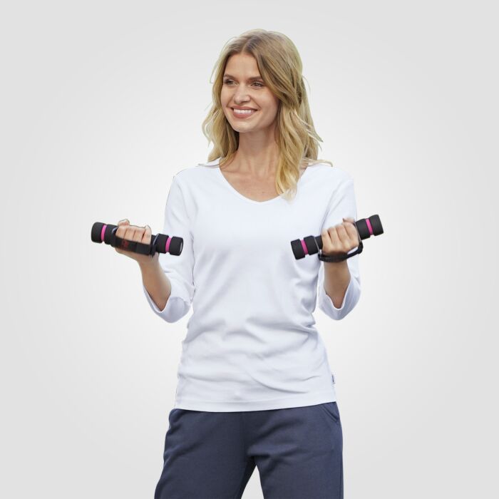 Shirt côtelé à manches 3/4 et encolure en V