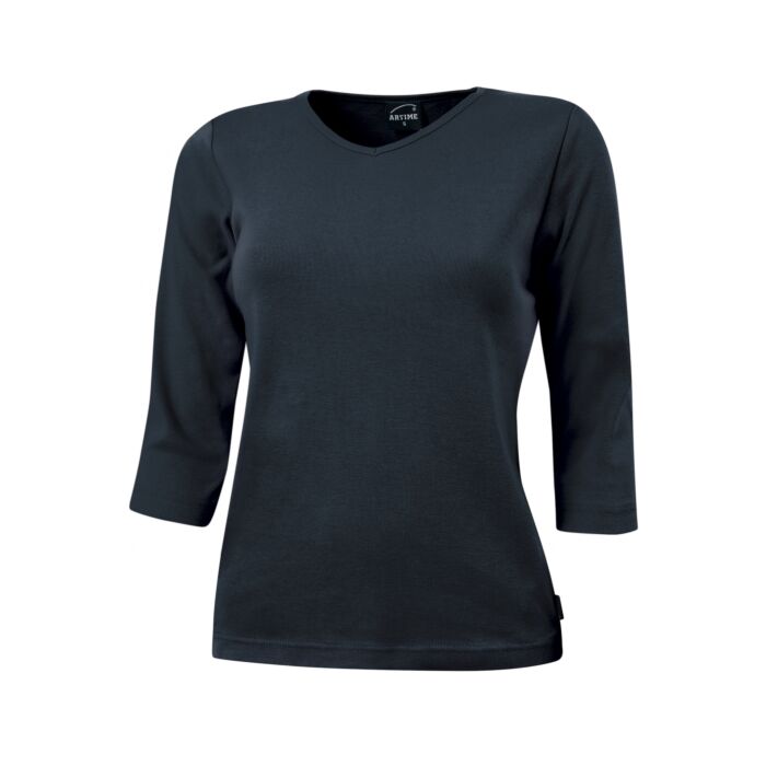 Shirt côtelé à manches 3/4 et encolure en V