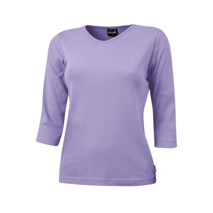 Shirt côtelé à manches 3/4 et encolure en V