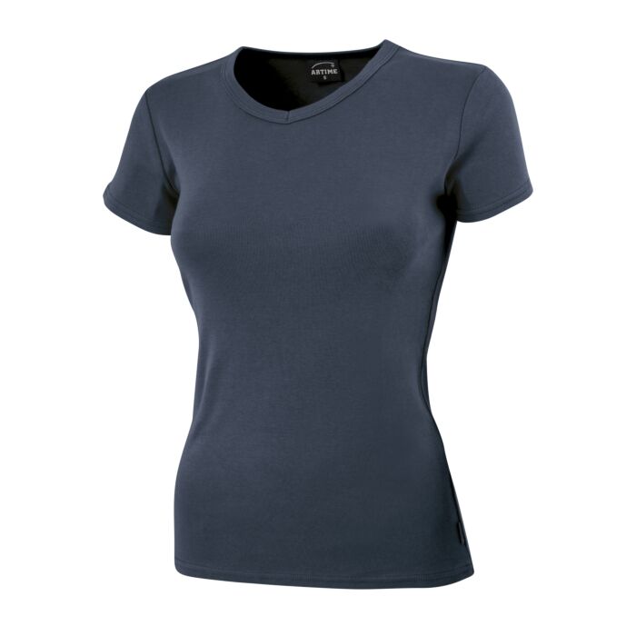 T-shirt côtelé à encolure en V arrondie