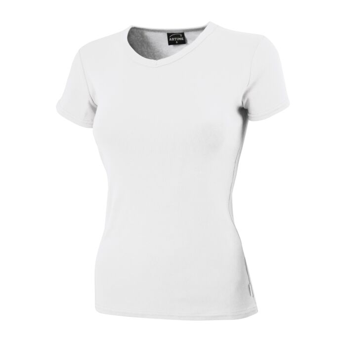 T-shirt côtelé à encolure en V arrondie