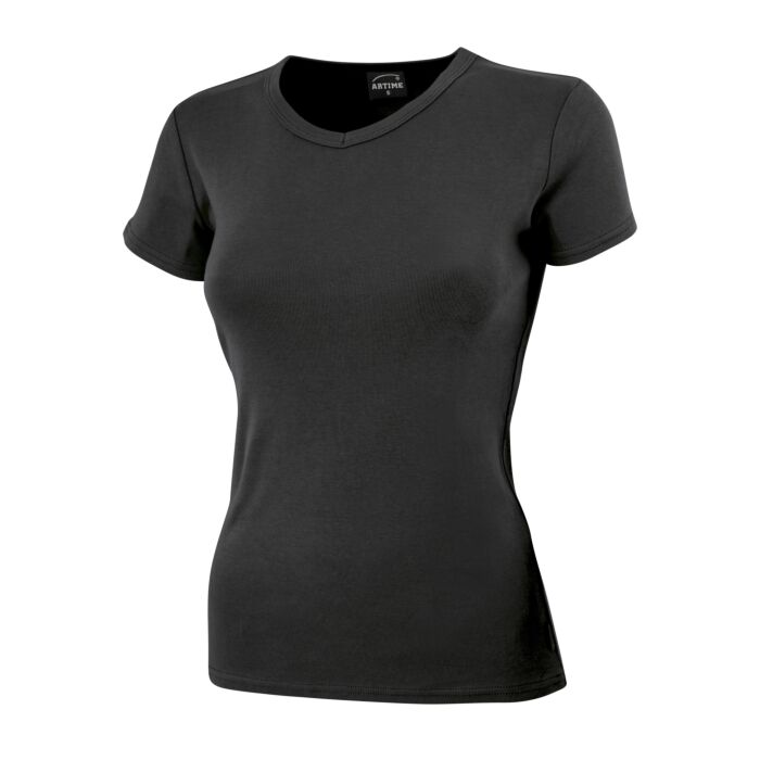 T-shirt côtelé à encolure en V arrondie