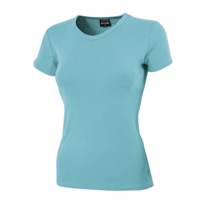T-shirt côtelé à encolure en V arrondie