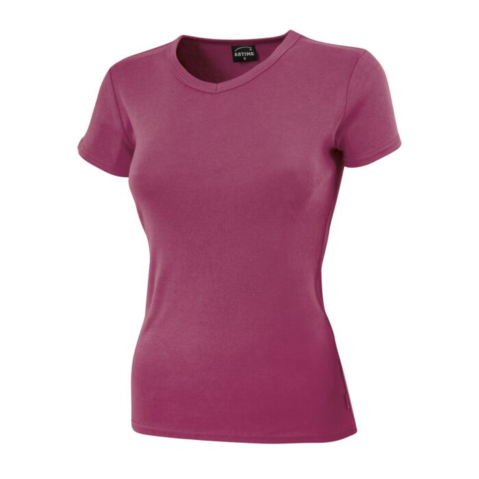 T-shirt côtelé à encolure en V arrondie