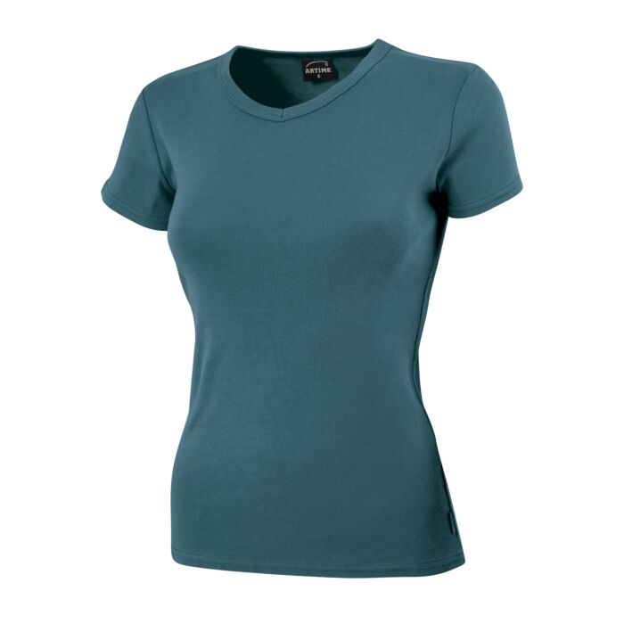 T-shirt côtelé à encolure en V arrondie