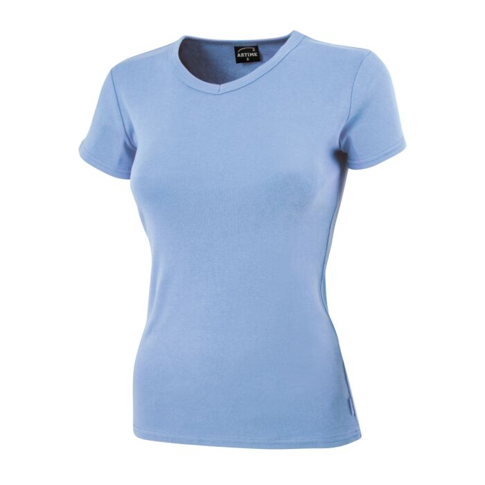 T-shirt côtelé à encolure en V arrondie