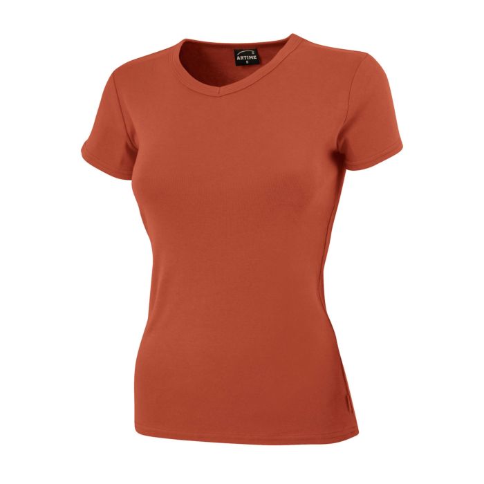 Image of Artime Schlichtes V-Neck Damen T-Shirt, rost bei Lehner Versand Schweiz