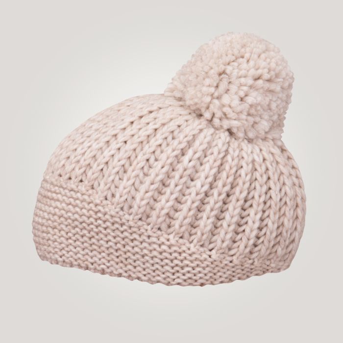 Image of Bommelmütze Damen Grobstrick, creme bei Lehner Versand Schweiz