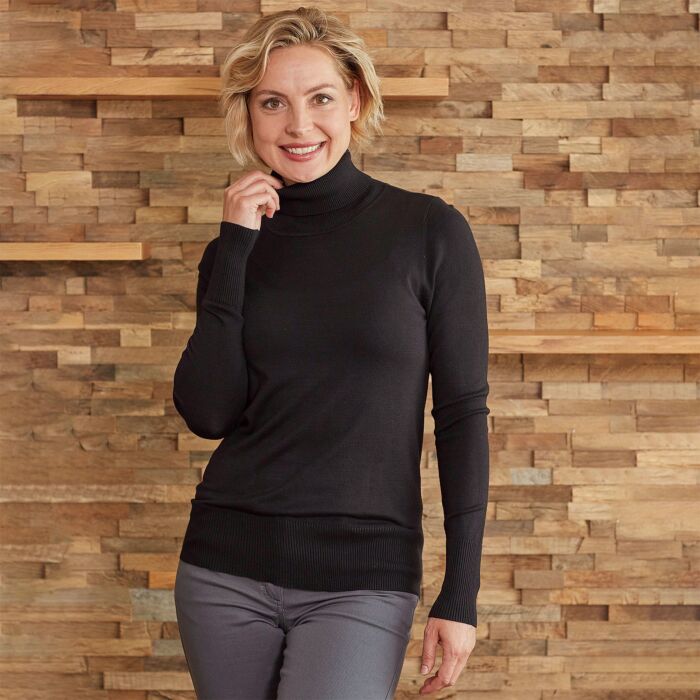 Basic Rollkragenpullover Damen uni