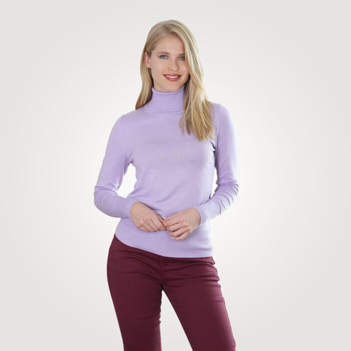 Basic Rollkragenpullover Damen uni