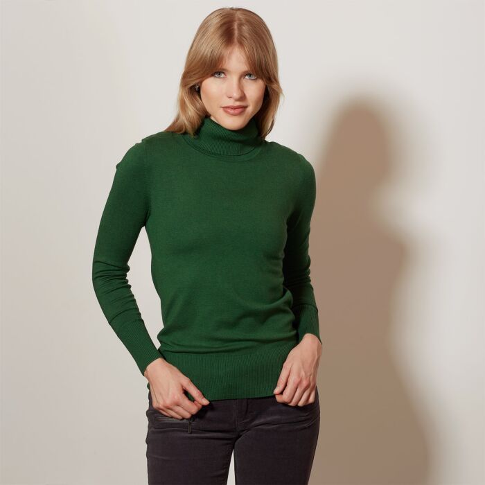 Basic Rollkragenpullover Damen uni
