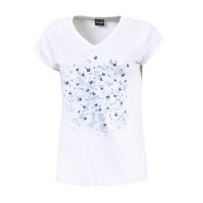 V-Neck T-Shirt mit Sommerprints