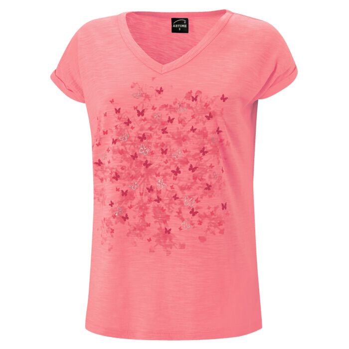 V-Neck T-Shirt mit Sommerprints