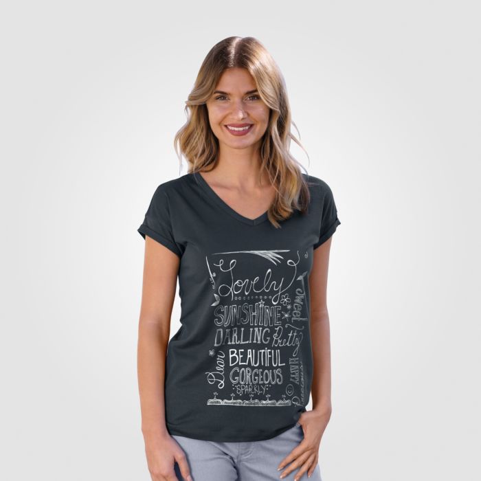 Image of Artime V-Neck T-Shirt mit Druckmotiv, anthrazit, L bei Lehner Versand Schweiz
