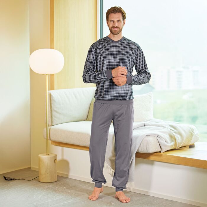 Pyjama hommes à manches longues et col en V ⋆ Lehner Versand