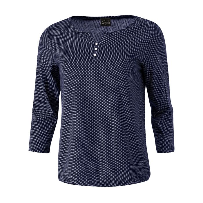Image of Artime Gepunktete Bluse mit 3/4 Ärmeln, marine, XL bei Lehner Versand Schweiz