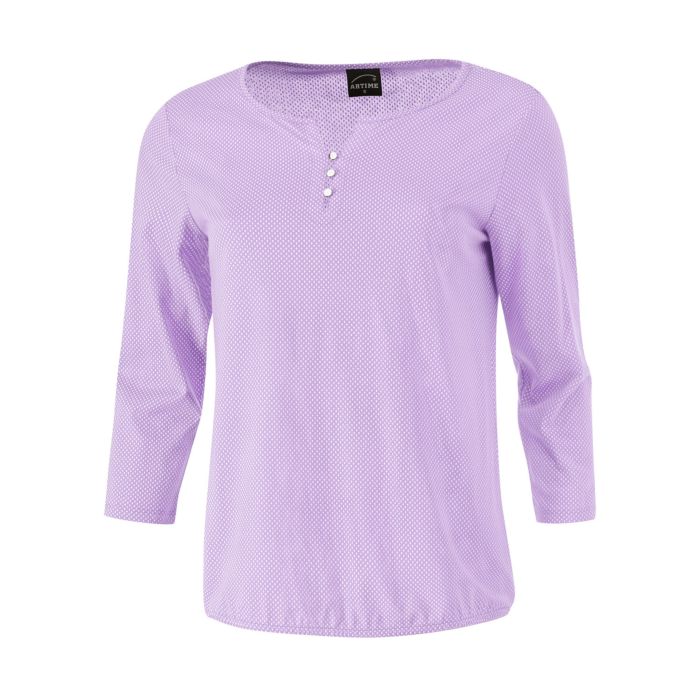 Image of Artime Gepunktete Bluse mit 3/4 Ärmeln, lila bei Lehner Versand Schweiz