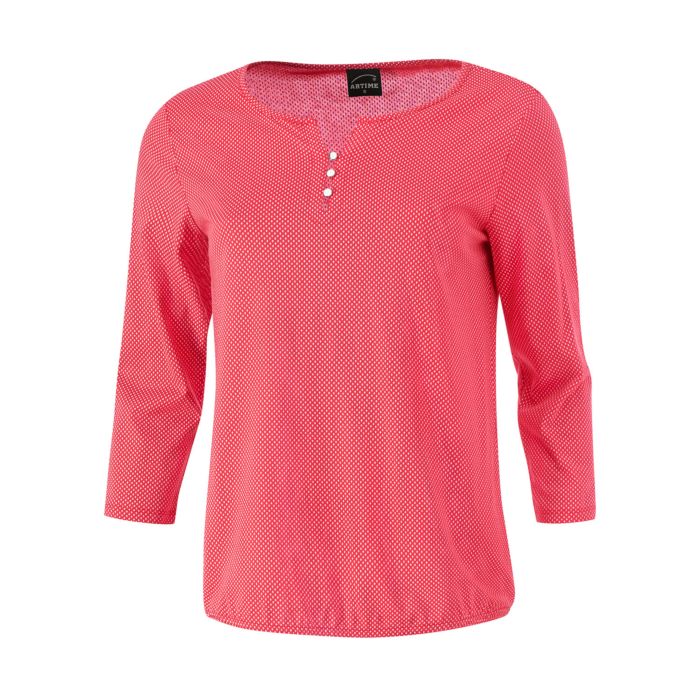 Image of Artime Gepunktete Bluse mit 3/4 Ärmeln, koralle bei Lehner Versand Schweiz