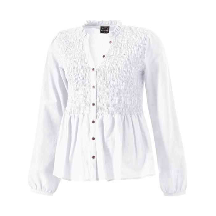 Image of Artime Gerüschelte langarm Bluse, weiss, XL bei Lehner Versand Schweiz