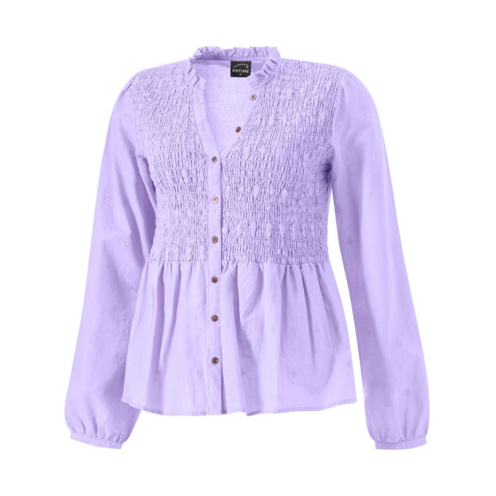 Image of Artime Gerüschelte langarm Bluse, lila, XL bei Lehner Versand Schweiz
