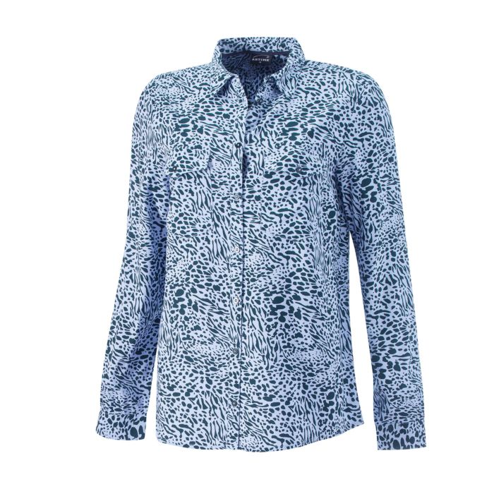 Image of Artime Bedruckte Langarmbluse, blau, XXL bei Lehner Versand Schweiz