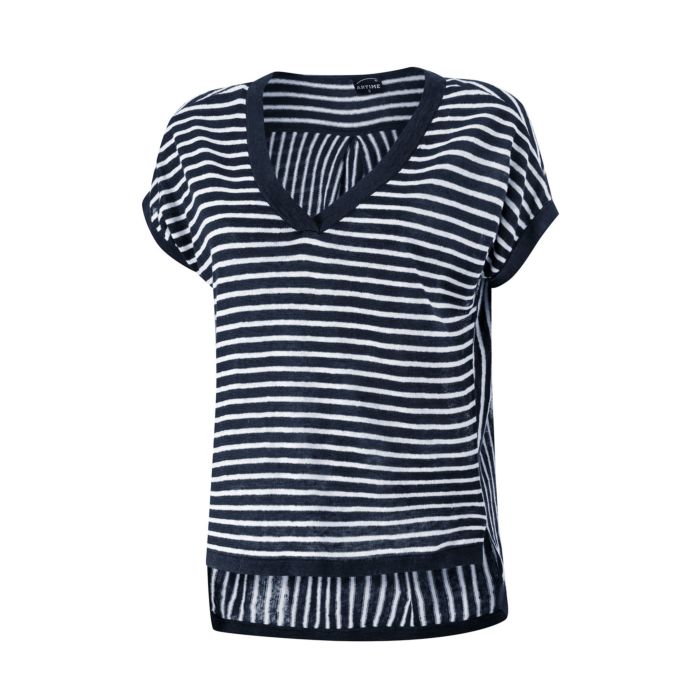 Image of Artime Gestreiftes Leinen T-Shirt, marine bei Lehner Versand Schweiz