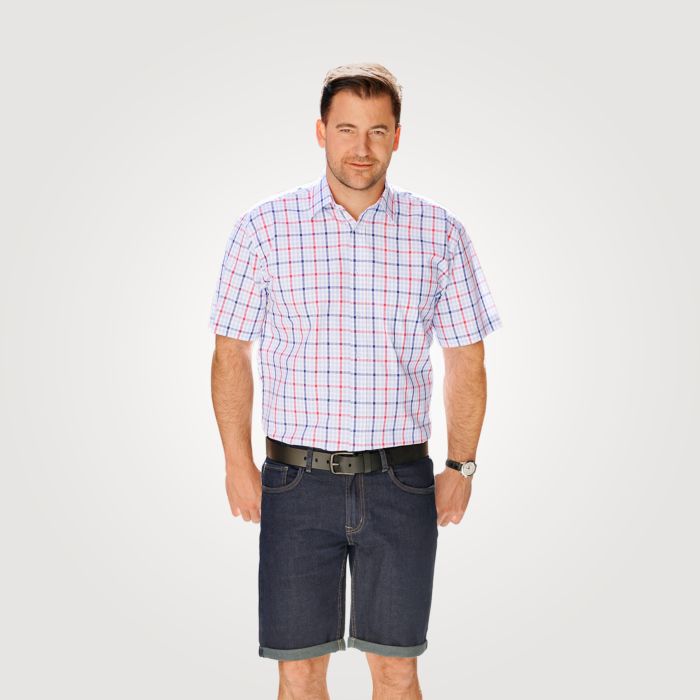 Image of Explorer Bedrucktes Kurzarmhemd hellblau-rot kariert, 37/38 bei Lehner Versand Schweiz
