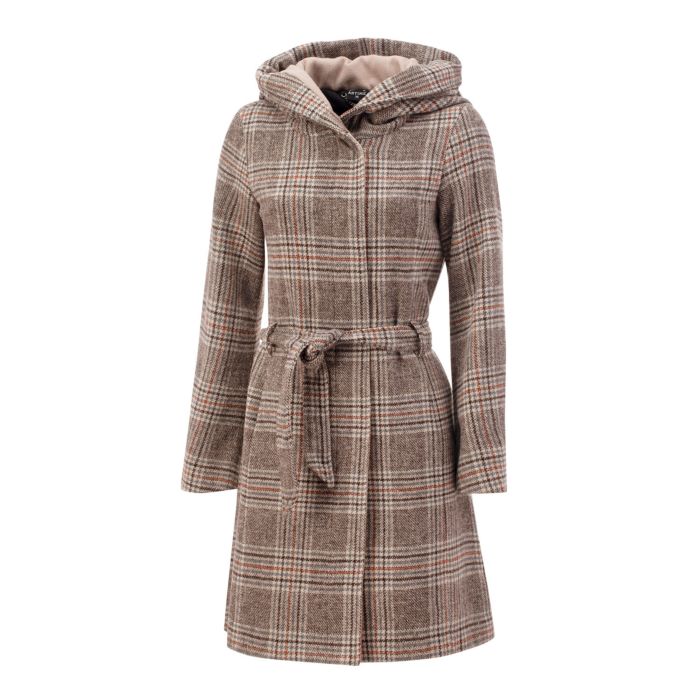 Image of Artime Karierter Kapuzen-Kurzmantel, camel, 40 bei Lehner Versand Schweiz