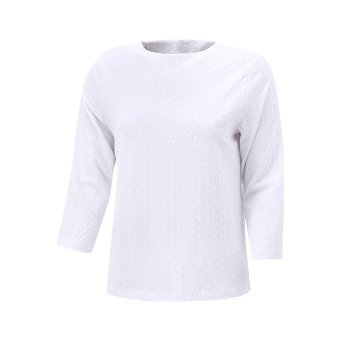Image of Miss Beverly Rundhalsshirt mit Ripp-Struktur und kleinem Reissverschluss, weiss bei Lehner Versand Schweiz