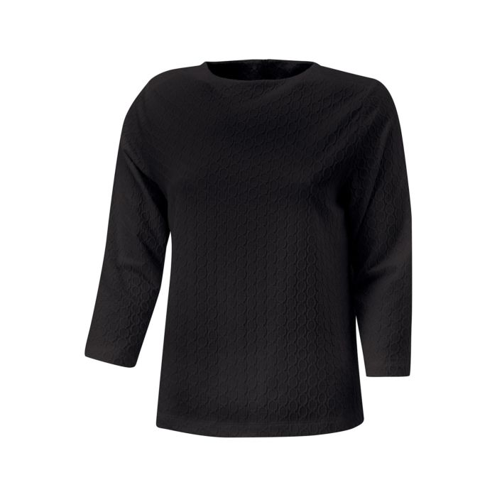 Image of Miss Beverly Rundhalsshirt mit Ripp-Struktur und kleinem Reissverschluss, schwarz, XL bei Lehner Versand Schweiz