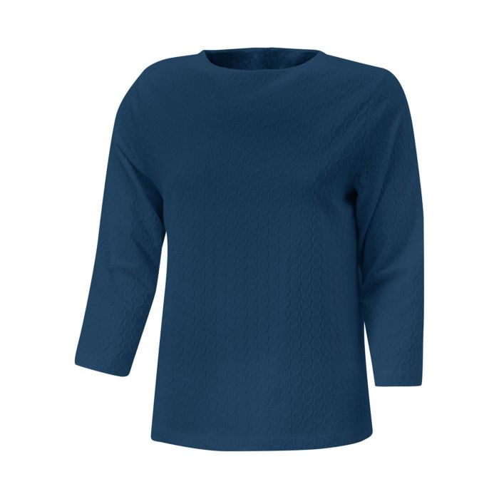 Image of Miss Beverly Rundhalsshirt mit Ripp-Struktur und kleinem Reissverschluss, dunkelblau bei Lehner Versand Schweiz