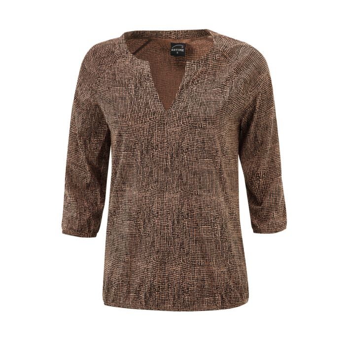 Image of Artime Bedruckte 3/4-Arm Bluse, camel, XL bei Lehner Versand Schweiz